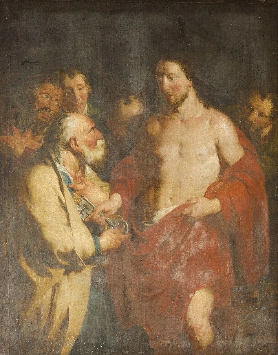 Pieter Jozef Verhaghen - Cristo consegna le chiavi a San Pietro, Sint, Kwintenskerk, Lovanio